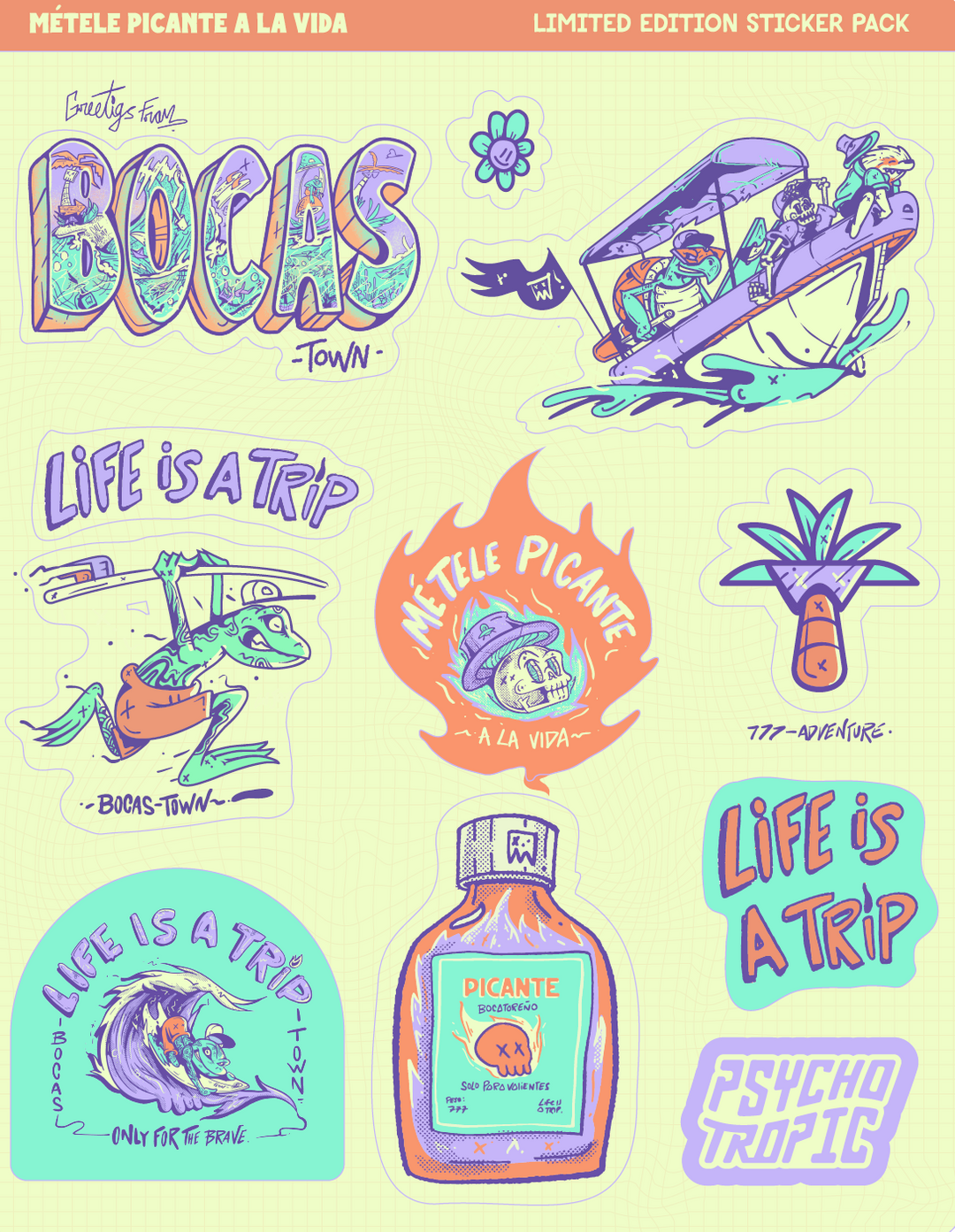 Life is a trip Bocas (sticker pack)